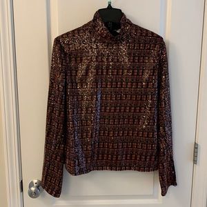 Zara Red / Orange / Black Sequin Top